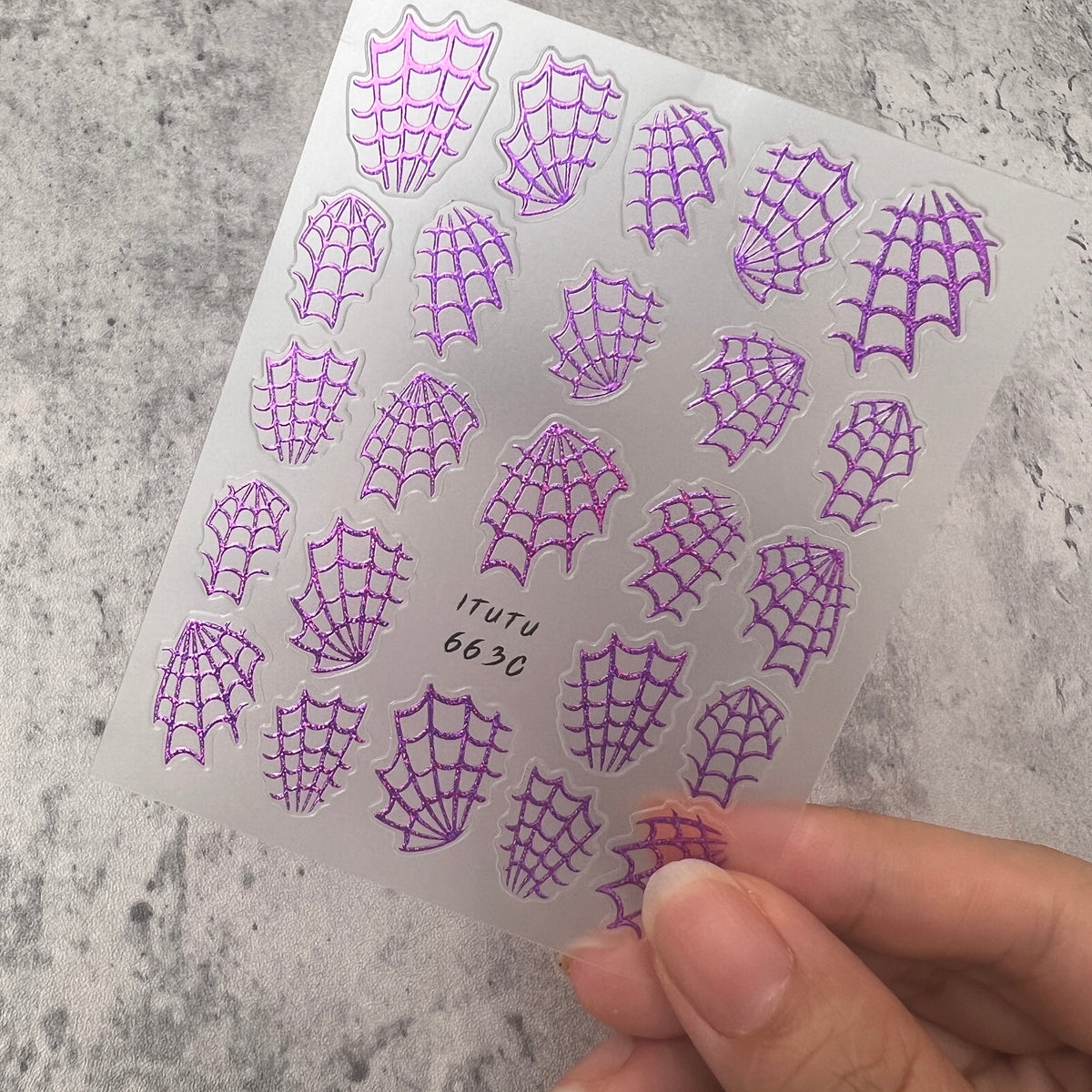 Mini Halloween Spider Web Embossed 3D Iridescent Sticker