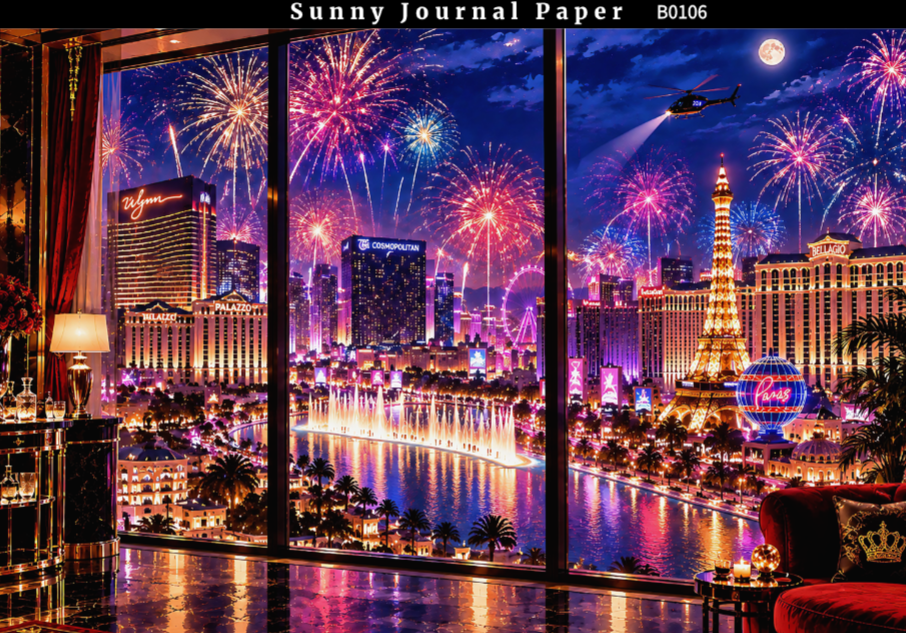 B0106-LAS VEGAS Nightscape Horizontal A5 paper 15pcs no repeat