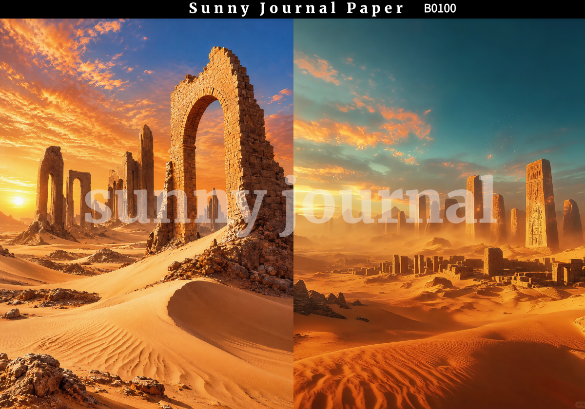 B0100--Desert Landscape  A5 paper 15pcs no repeat