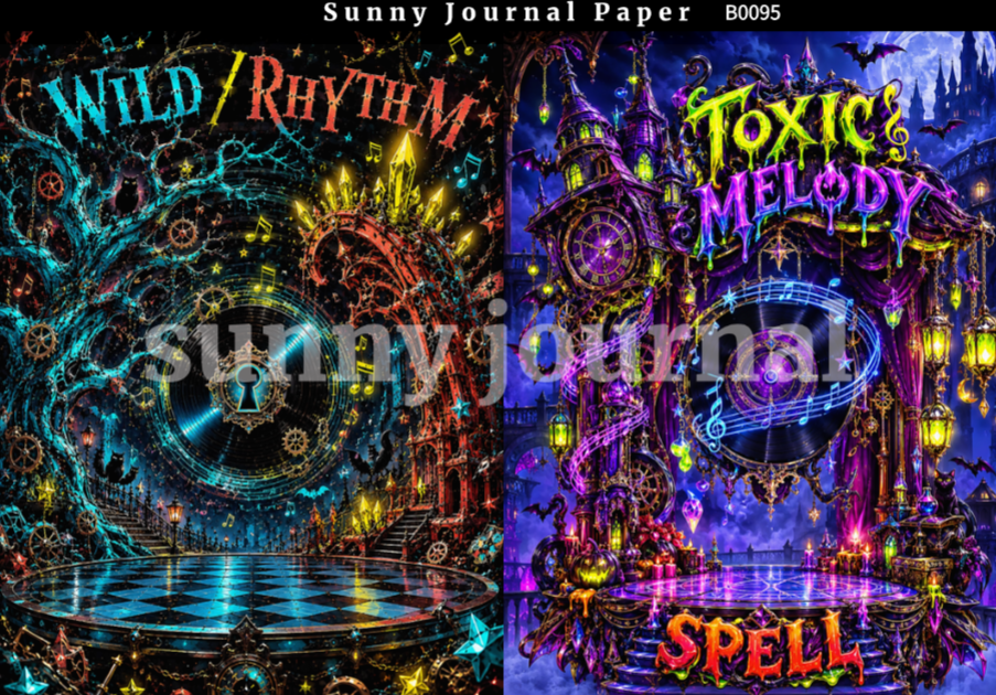 B0095-Halloween Magic Stage Background A5 paper 10pcs no repeat