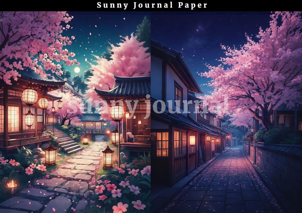B0019-Cherry Blossom A5 Paper 10 pcs no repeat