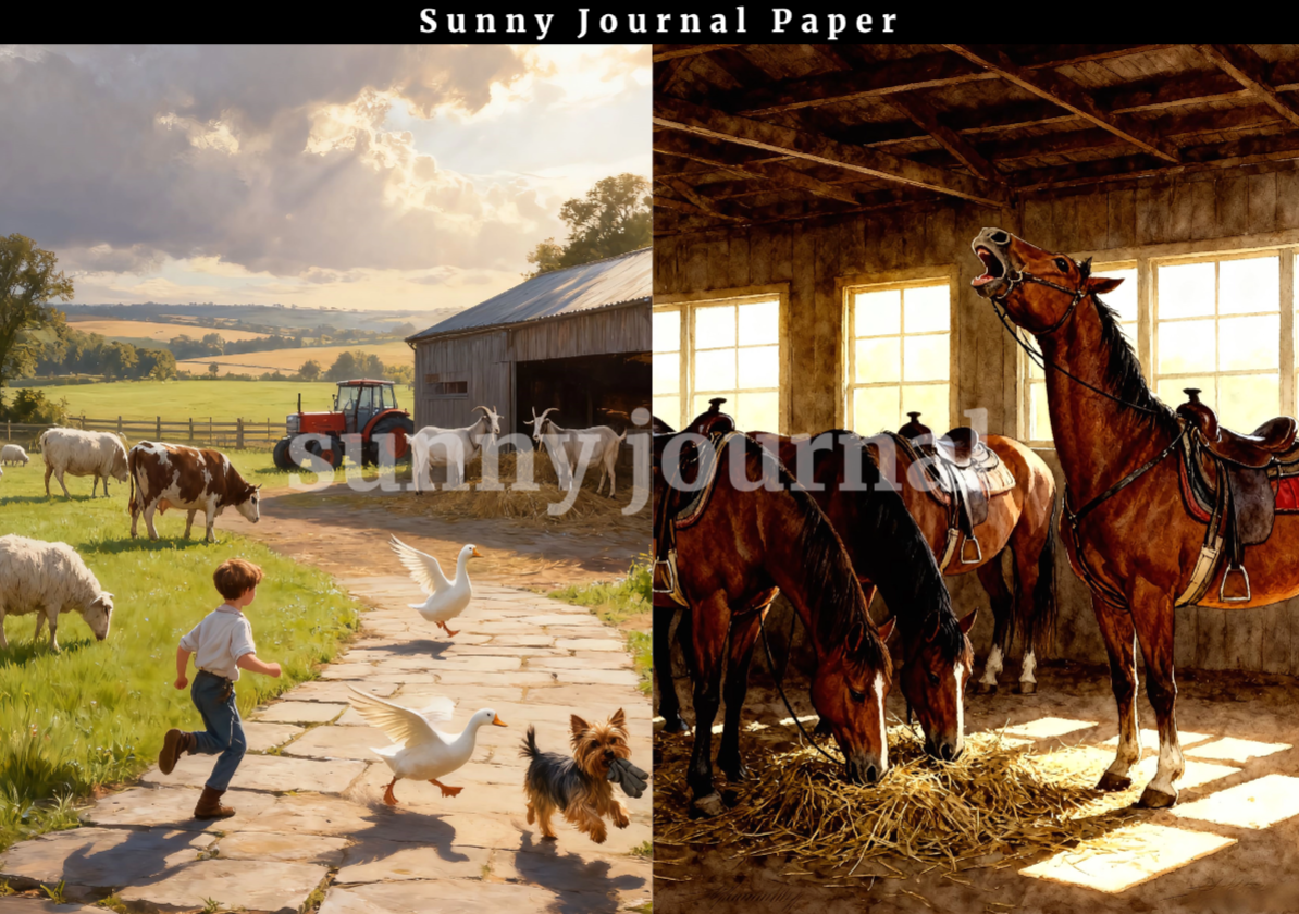 B0027-Autumn Harvest Farm 20 images A5 paper no repeat