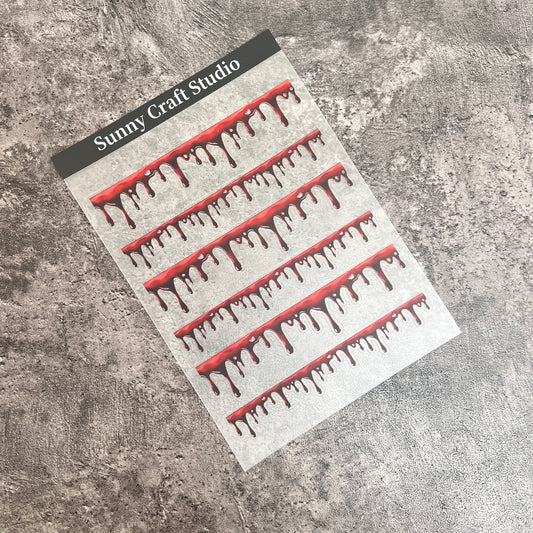 A0024--Red Blood PET Sticker 1 Pcs A5 Size