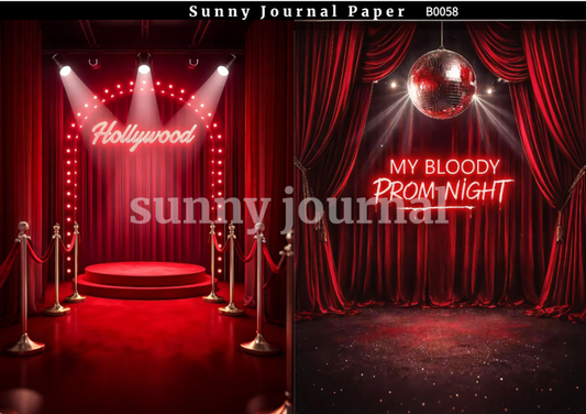 B0058-Retro Red Carpet & Disco Vibe Paper A5 paper 10pcs no repeat
