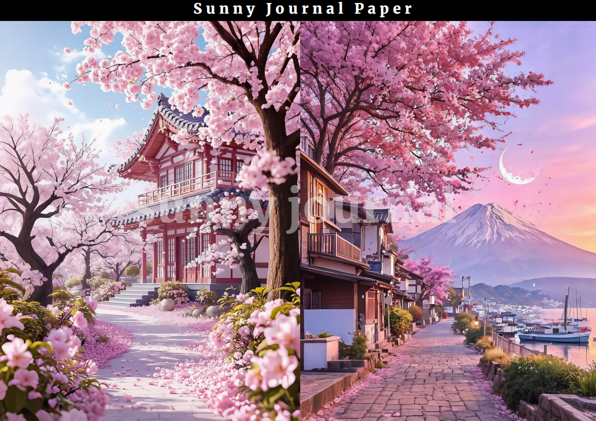 B0019-Cherry Blossom A5 Paper 10 pcs no repeat
