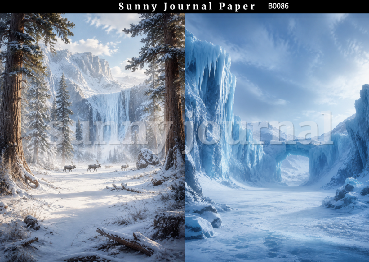 B0086-Ice Age Themed Background A5 paper 10pcs no repeat