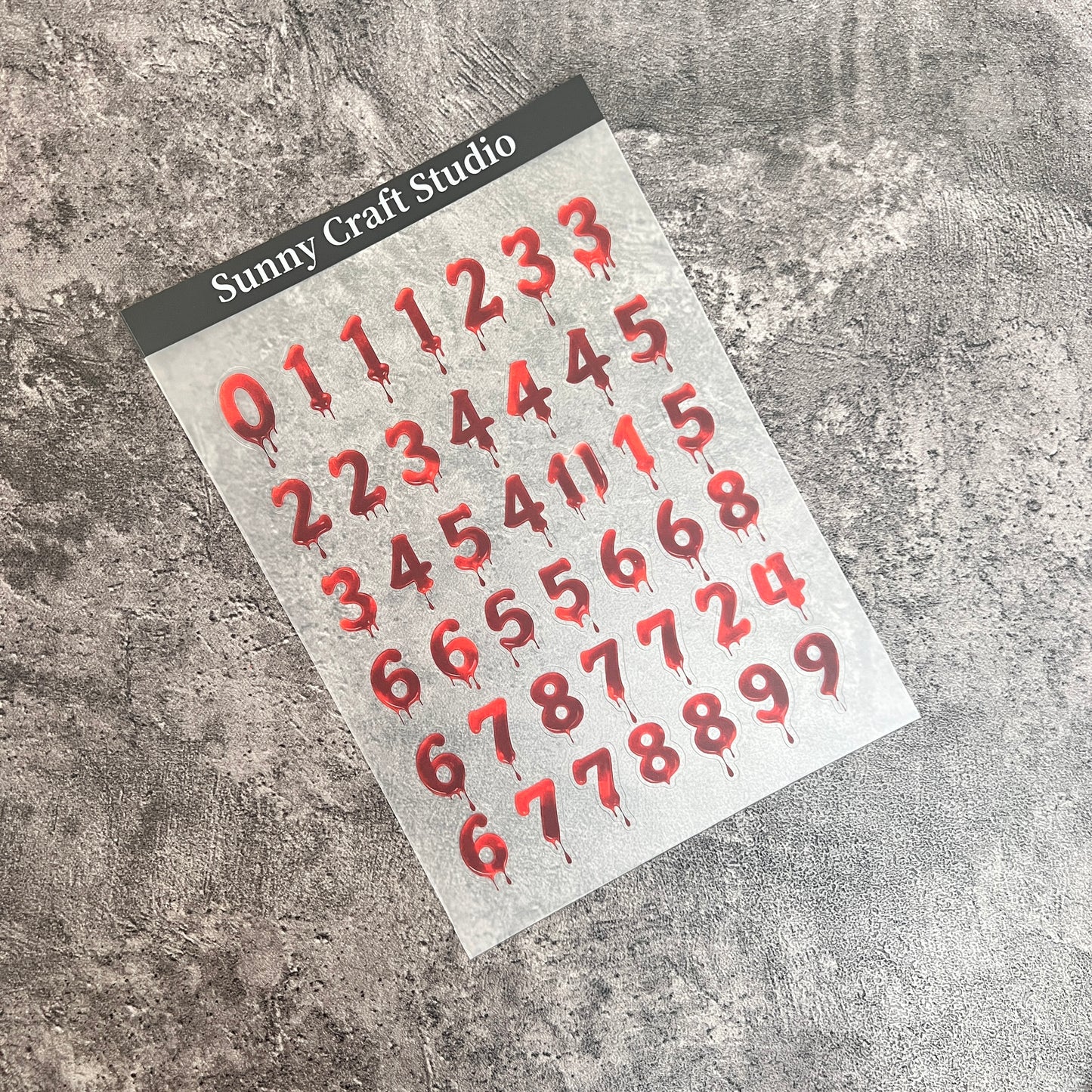 A0027--Bleeding Numbers PET Sticker 1 Pcs A5 Size