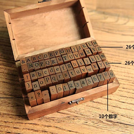 Typewriter font Letter and Number Wooden Stamp Set 70pcs For Journal