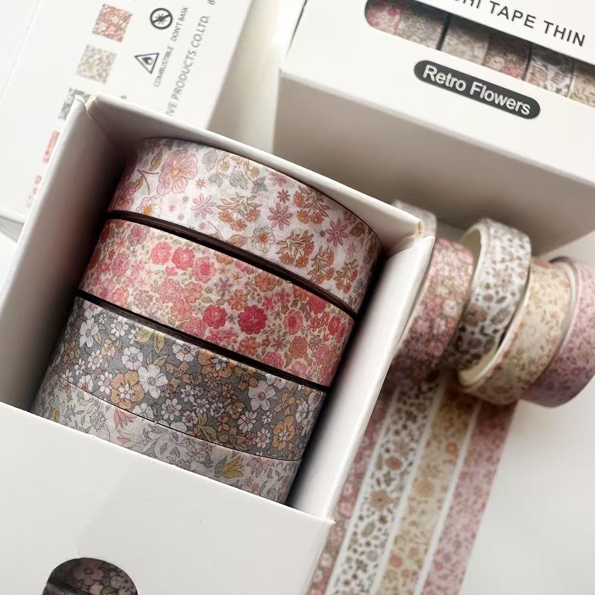 Washi Tape Set Vintage Brown Series 8 pcs rolls