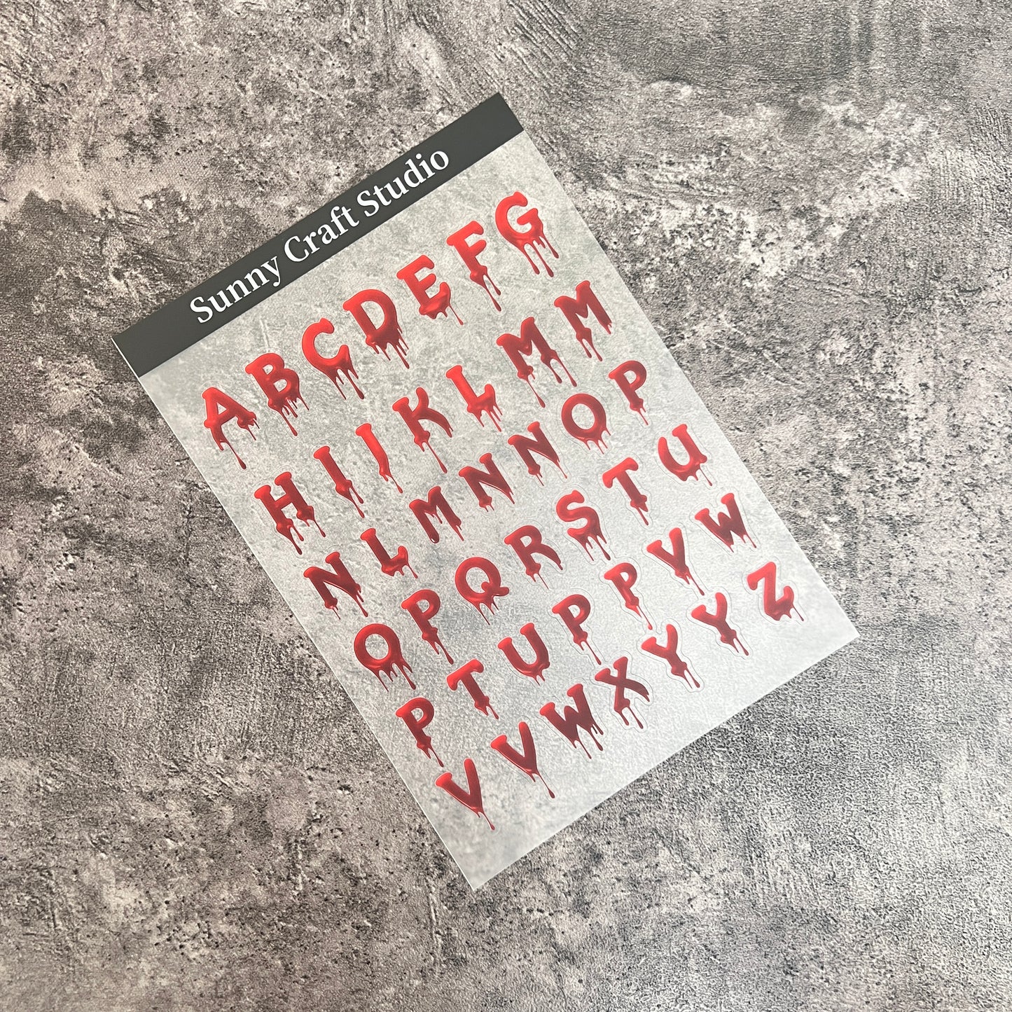 A0028--Bleeding Letters PET Sticker 1 Pcs A5 Size
