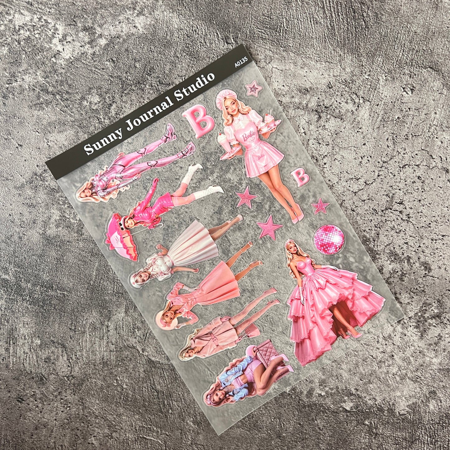 A0135--Pink Girl PET Sticker 1 Pcs A5 Size