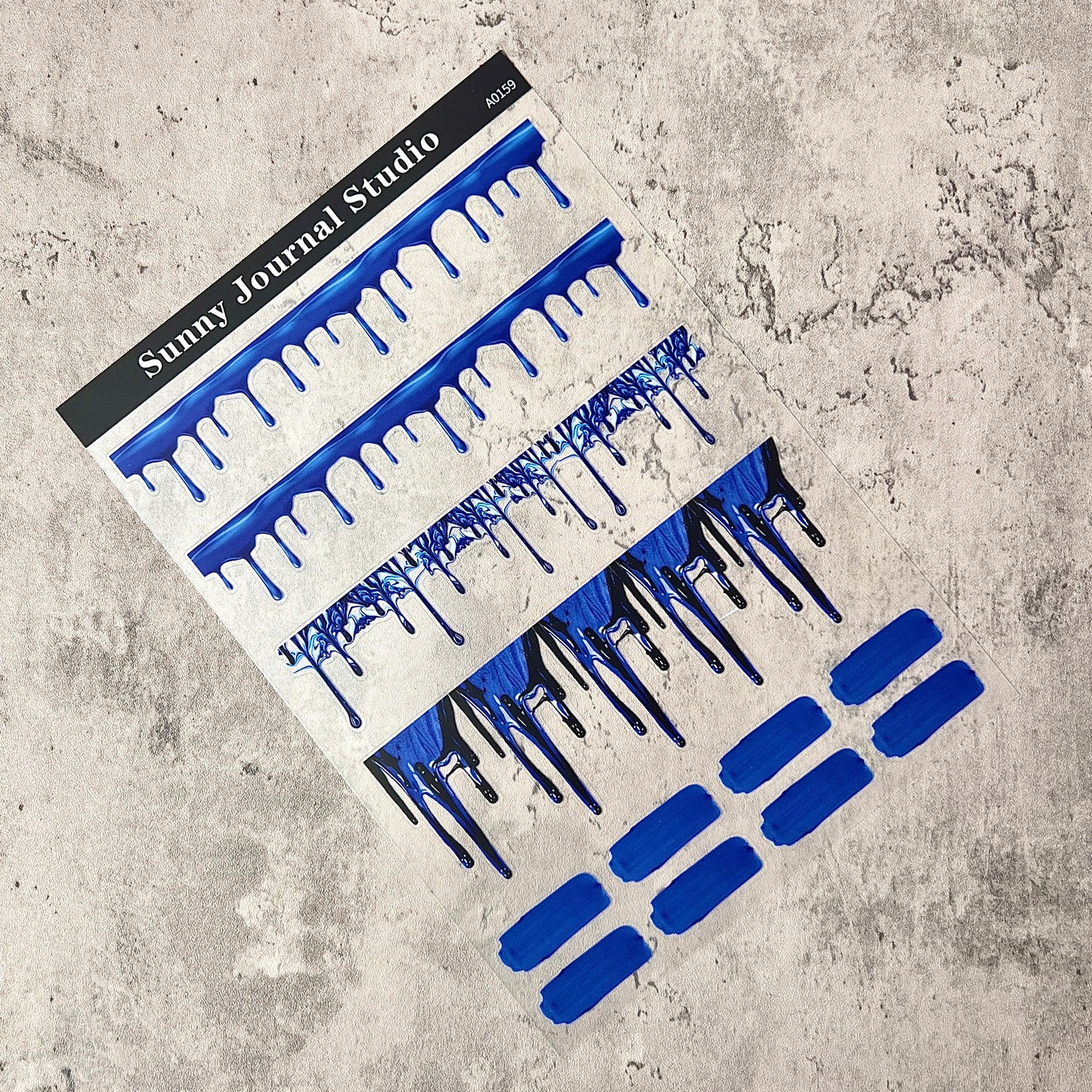 A0159--Klein Blue Dripping PET Sticker 1 Pcs A5 Size