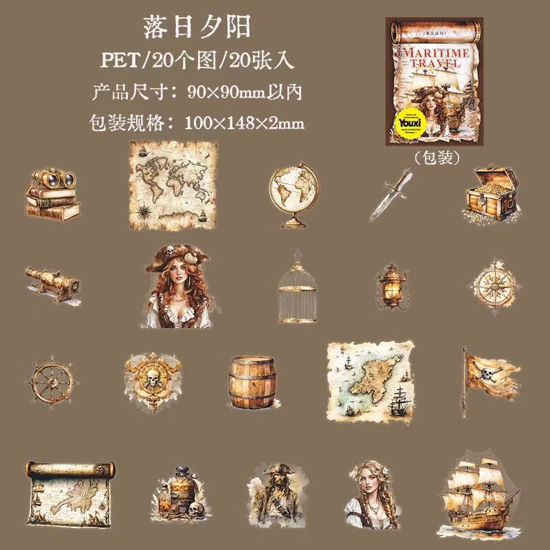 Voyage Series Ocean Scene PET Sticker Pack