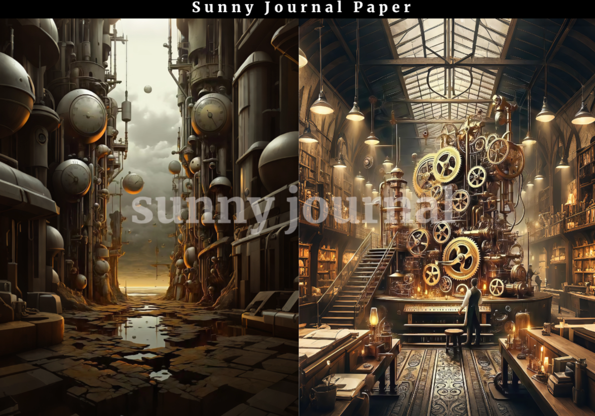 B0047-SteamPunk Background A5 paper 10pcs no repeat
