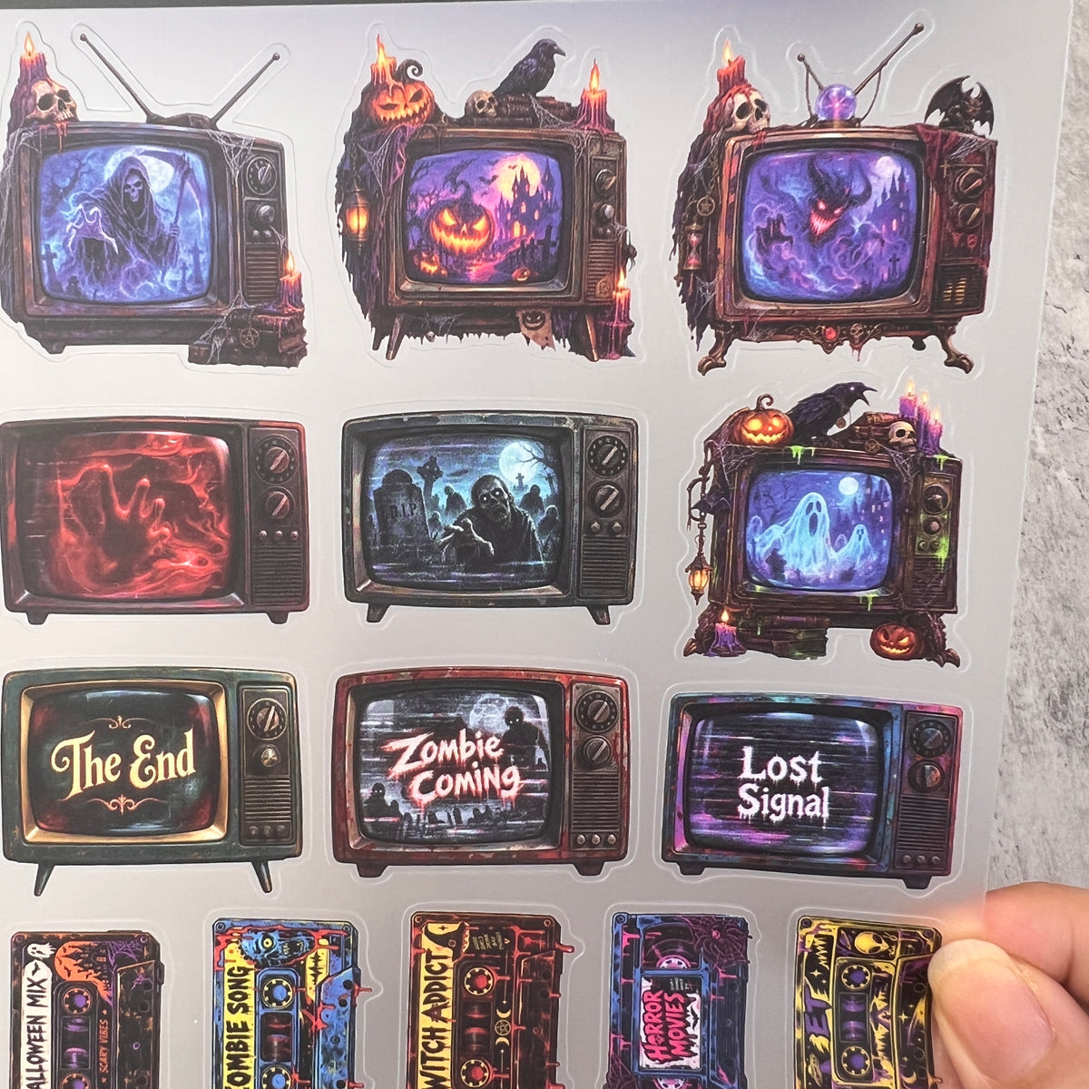 A0223--Halloween TV/Tape Cace/Milk PET Sticker 1 Pcs A5 Size