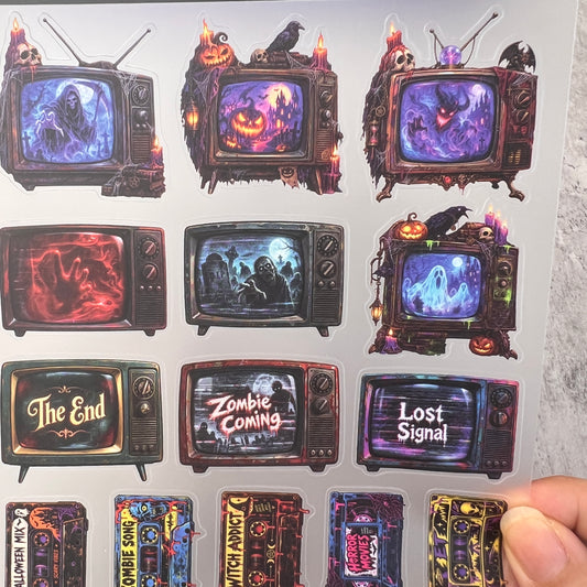 A0223--Halloween TV/Tape Cace/Milk PET Sticker 1 Pcs A5 Size