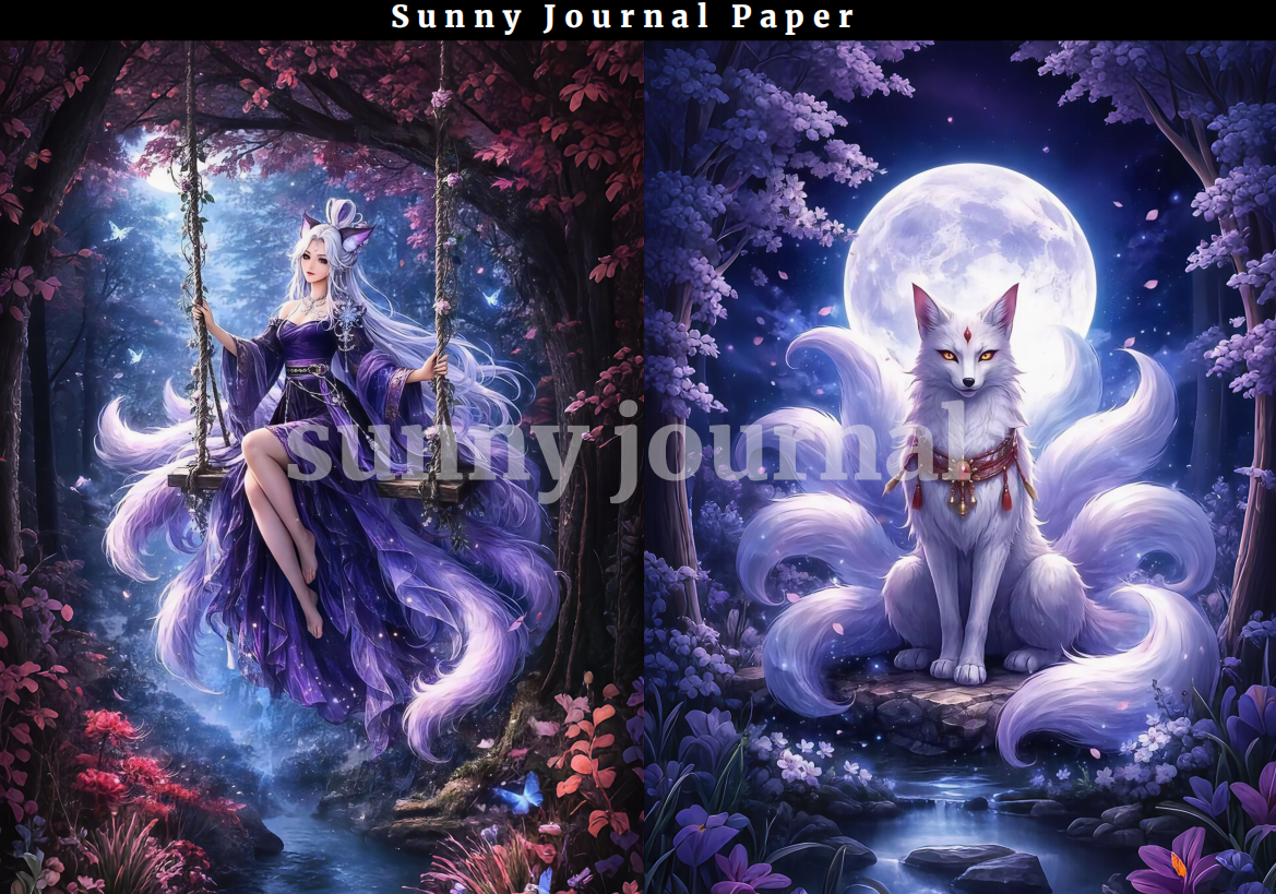 B0009-Nine-talis Fox A5 Paper 10 pcs no repeat