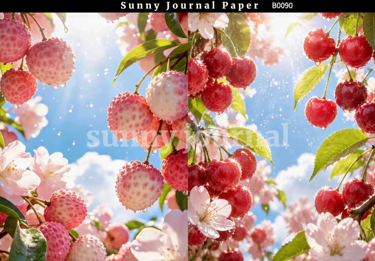 B0090-Various Fruit Background A5 paper 10pcs no repeat