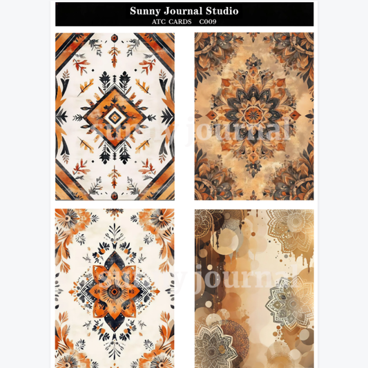 C009-Boho Style ATC Cards 20 iamges 300GSM Paper Card / Self-cut Required