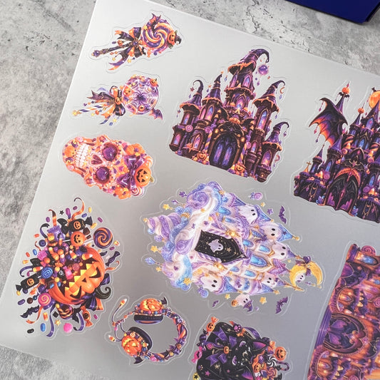 A0219--Halloween Castle PET Sticker 1 Pcs A5 Size