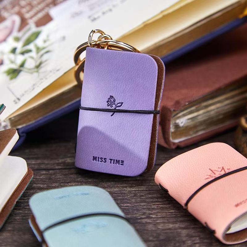 Mini PU Leather Journal Keychain Pendant Pocket Tiny Notebook
