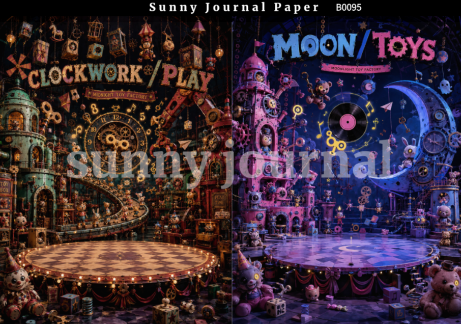 B0095-Halloween Magic Stage Background A5 paper 10pcs no repeat