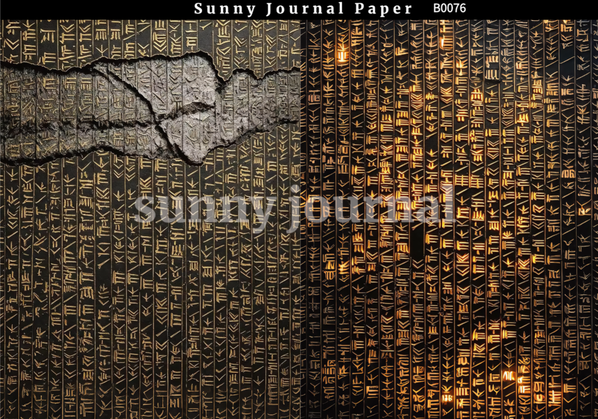 B0076- Ancient Hieroglyph & Oracle Bone Script Paper A5 paper 10pcs no repeat