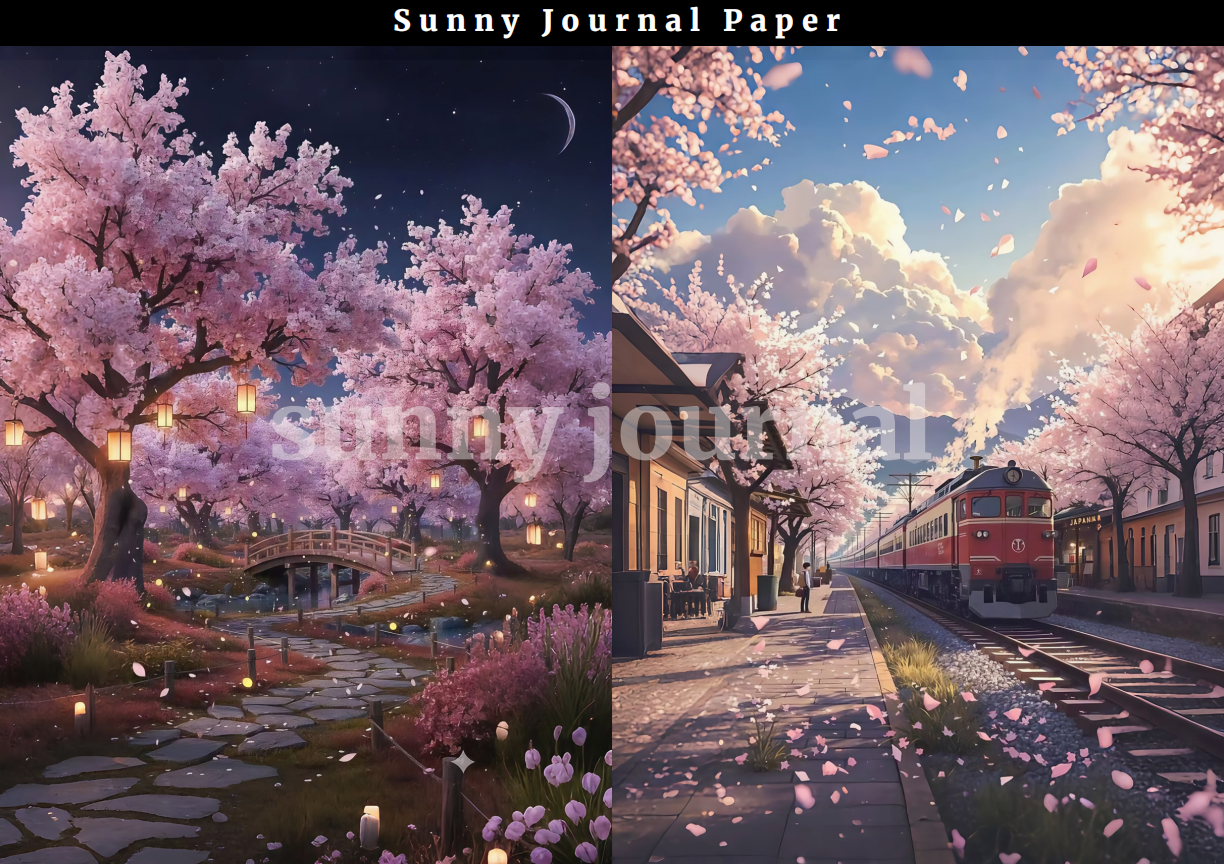 B0019-Cherry Blossom A5 Paper 10 pcs no repeat