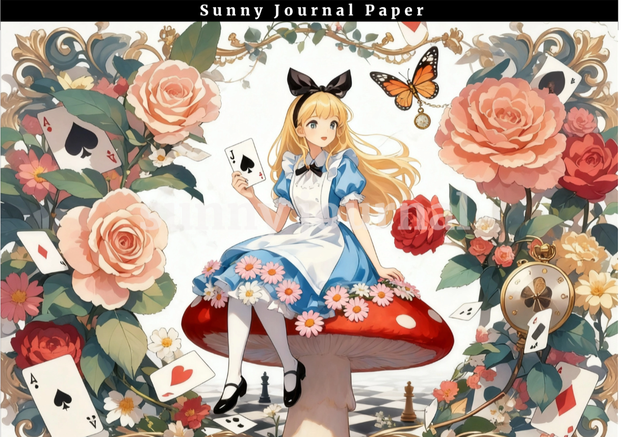 B0054-Alice of Wonderland A5 paper 15pcs no repeat