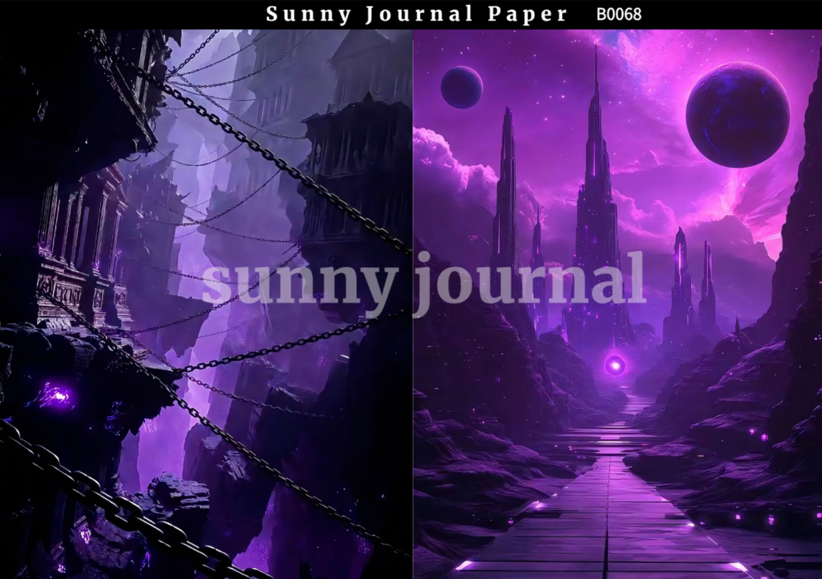 B0068-Purple Magic Style Paper A5 paper 10pcs no repeat