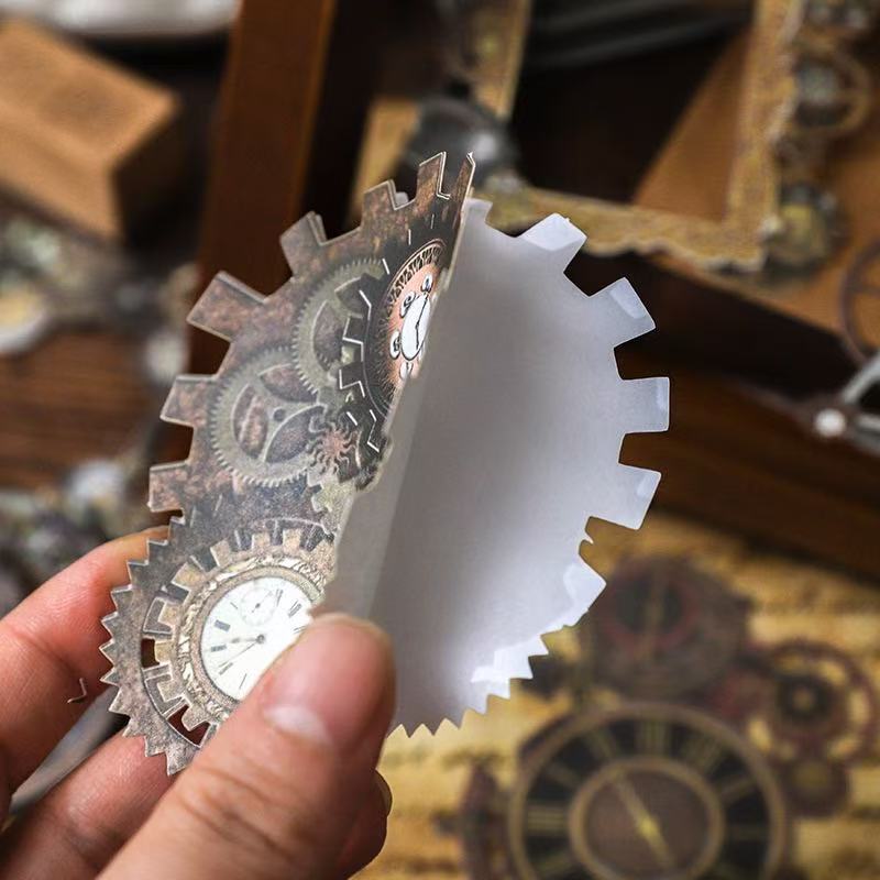 Steampunk Hard Card Stickers, Mottled Old Shadow Series, Vintage 10 Sheets Per Pack