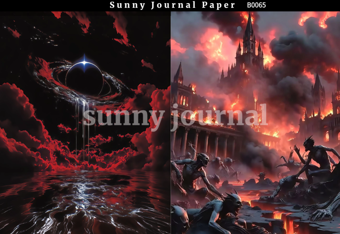 B0065-Gothic Dark Paper A5 paper 10pcs no repeat