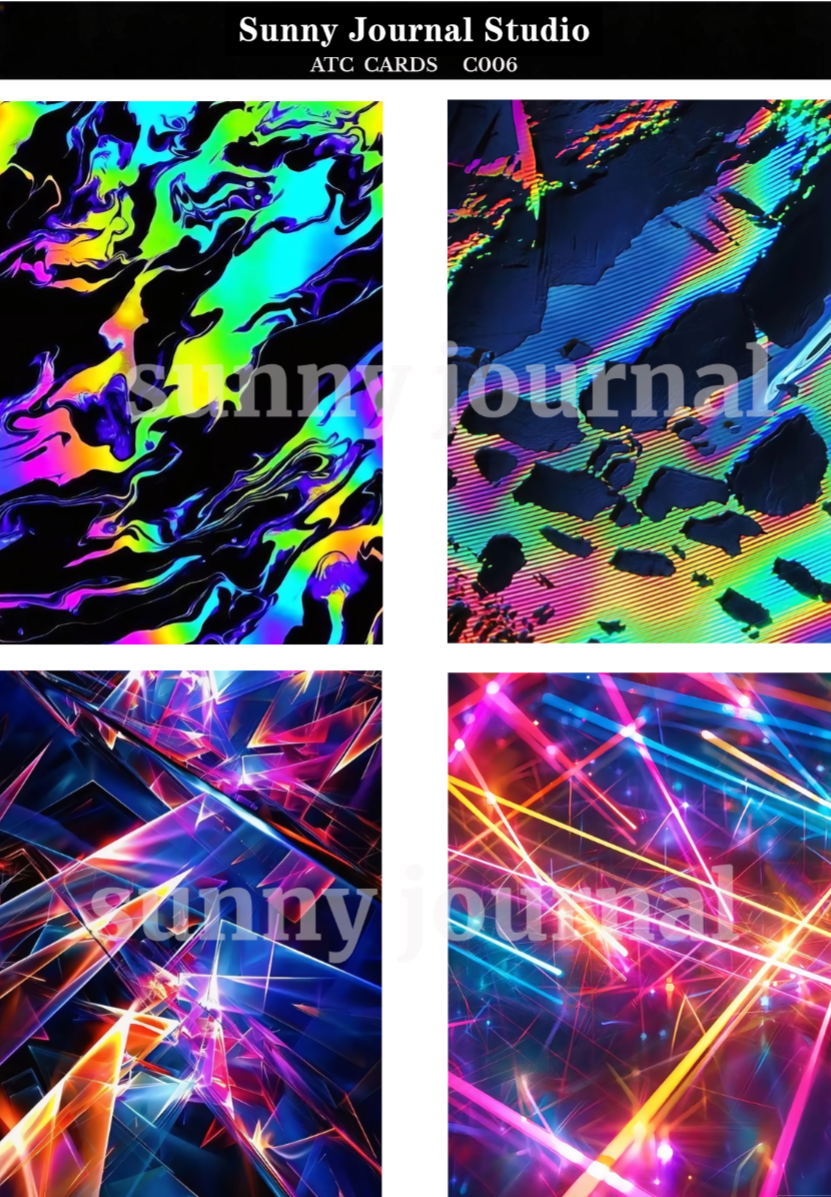 C006-Cyber Pixel Mosaic Style ATC Cards 20 iamges 300GSM Paper Card / Self-cut Required