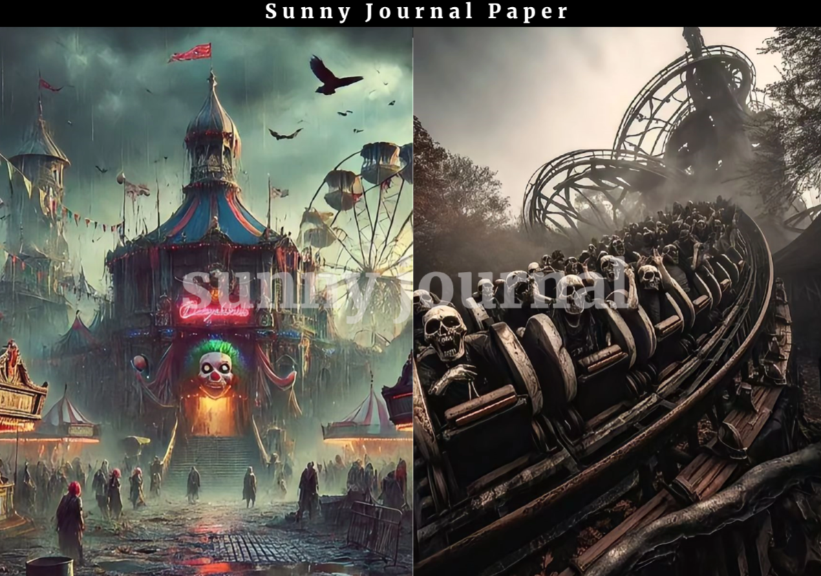 B0028- Horror Amusement Park A5 paper 10 pcs no repeat