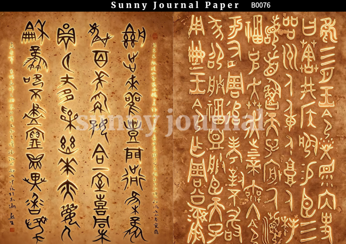B0076- Ancient Hieroglyph & Oracle Bone Script Paper A5 paper 10pcs no repeat