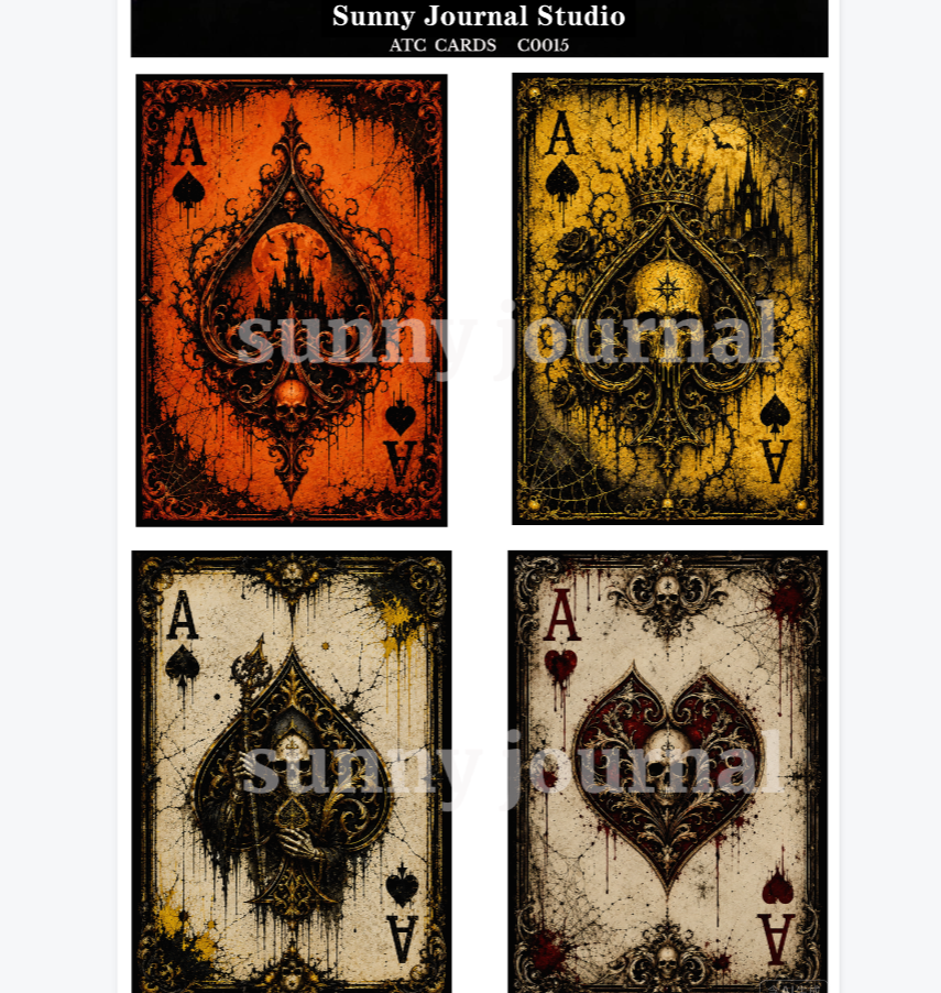 C0015-Gothic Halloween ATC Cards 20 iamges 300GSM Paper Card / Self-cut