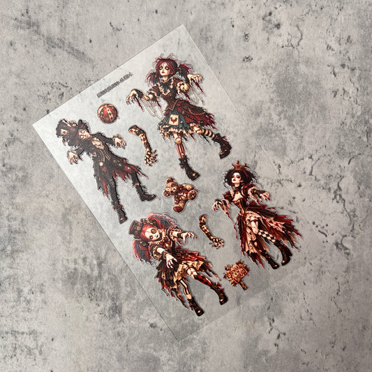 E0011--Zombie Alice 3D Embossed Sticker 1 Pcs A6 Size 10X15cm=4x6inch