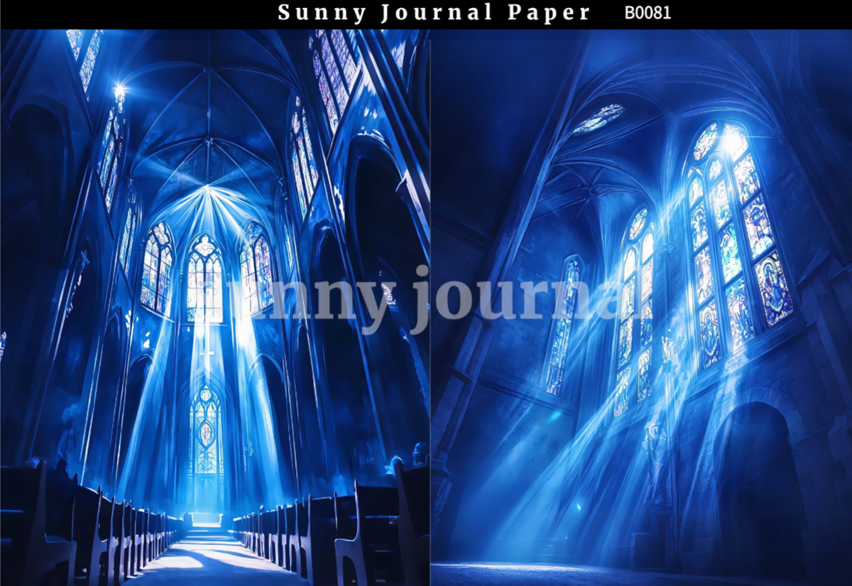 B0081-Black& Blue Gothic Aesthetics A5 paper 10pcs no repeat