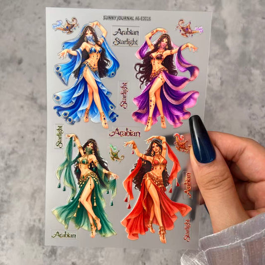 E0016--Arab Dancing Girl 3D Embossed Sticker 1 Pcs A6 Size 10X15cm=4x6inch