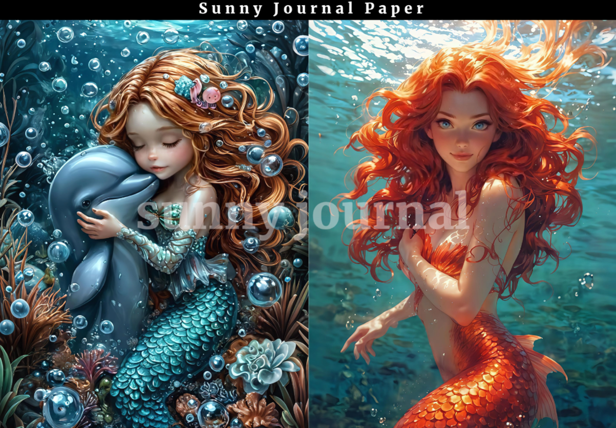 B0033- Ocean Mermaid A5 paper 20 images no repeat