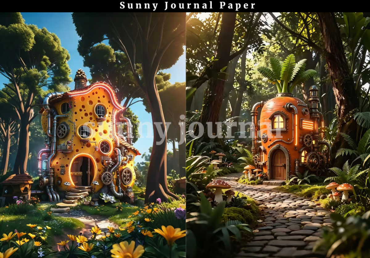 B0053-Steampunk Fruit House A5 paper 10pcs no repeat