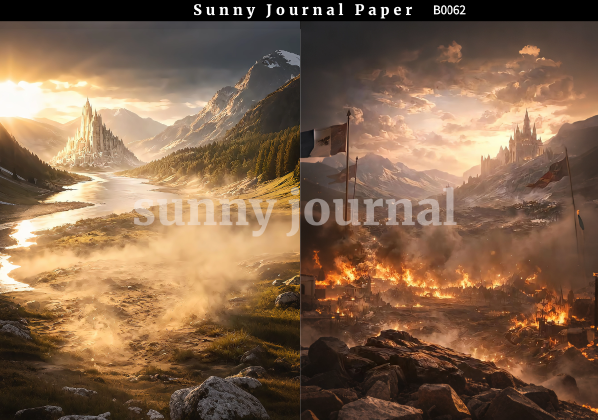 B0062-Medieval fantasy warfare Paper A5 paper 10pcs no repeat