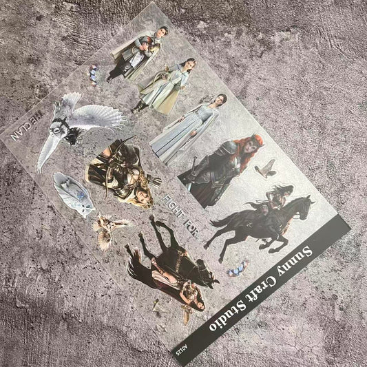 A0125--Female character《Medieval fantasy warfare》PET Sticker 1 Pcs A5 Size