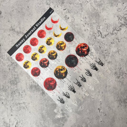 A0174--Gothic Halloween Red Moon PET Sticker 1 Pcs A5 Size