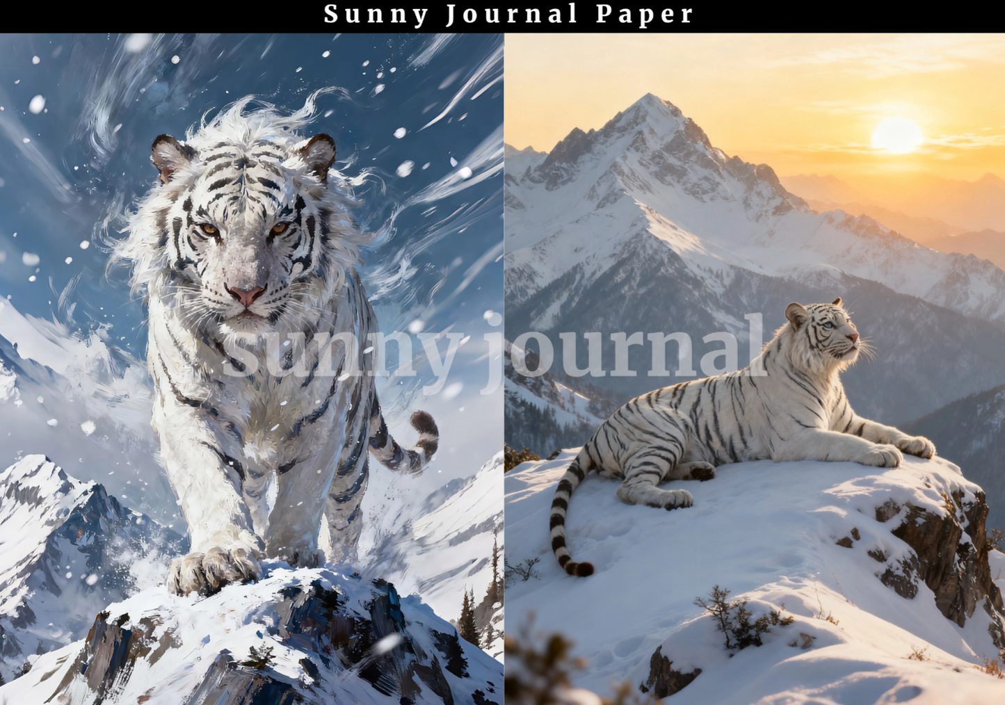 B0025- White Tiger A5 paper no repeat