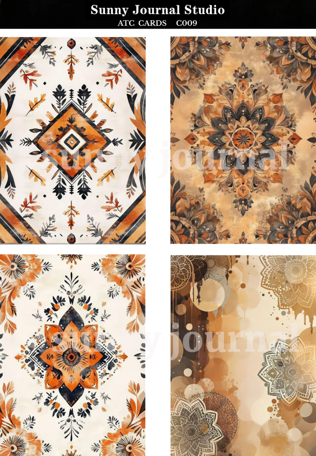 C009-Boho Style ATC Cards 20 iamges 300GSM Paper Card / Self-cut Required