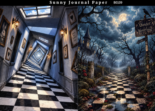 B0109--Alice Background A5 paper 10pcs no repeat