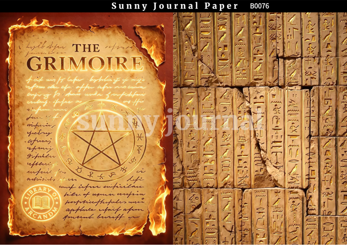 B0076- Ancient Hieroglyph & Oracle Bone Script Paper A5 paper 10pcs no repeat