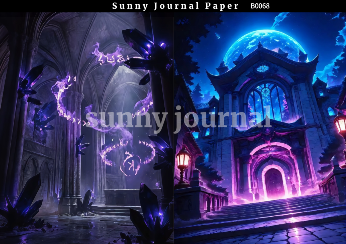 B0068-Purple Magic Style Paper A5 paper 10pcs no repeat