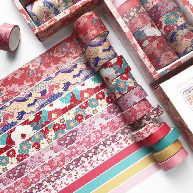 Washi Tape Set Red Traditional Collection 12 pcs rolls